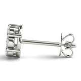 White Gold 7-Diamond Cluster Earrings
