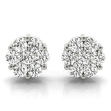 White Gold 7-Stone Lab Diamond Cluster Earrings