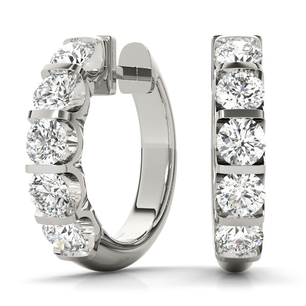 18K White Gold Lab Diamond Hoop Earrings