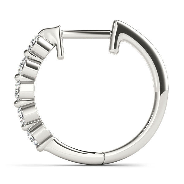 Platinum Diamond Hoop Earrings - Lab Created