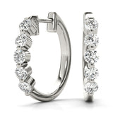 18K White Gold Lab Diamond Hoop Earrings