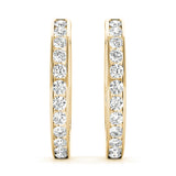 14K Yellow Gold Diamond Hoop Earrings