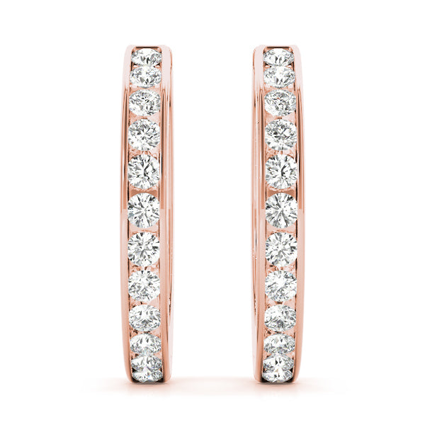 18K Rose Gold Lab Diamond Hoop Earrings