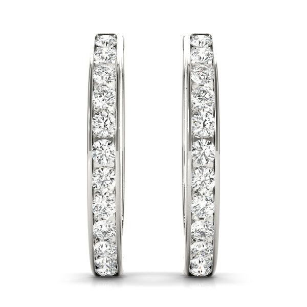 14K White Gold Lab Diamond Hoop Earrings