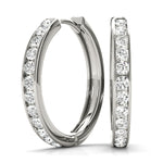 18K White Gold Lab Diamond Hoop Earrings