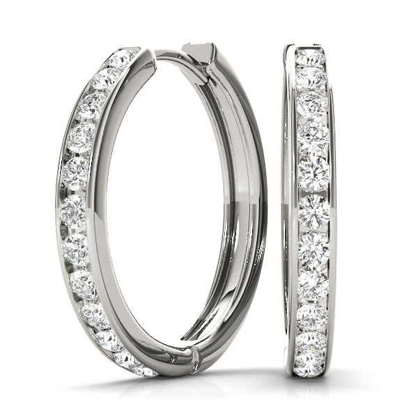 14K White Gold Lab Diamond Hoop Earrings