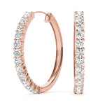 18K Rose Gold Lab Diamond Hoop Earrings