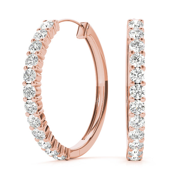 18K Rose Gold Lab Diamond Hoop Earrings