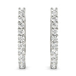 14K White Gold Diamond Hoop Earrings