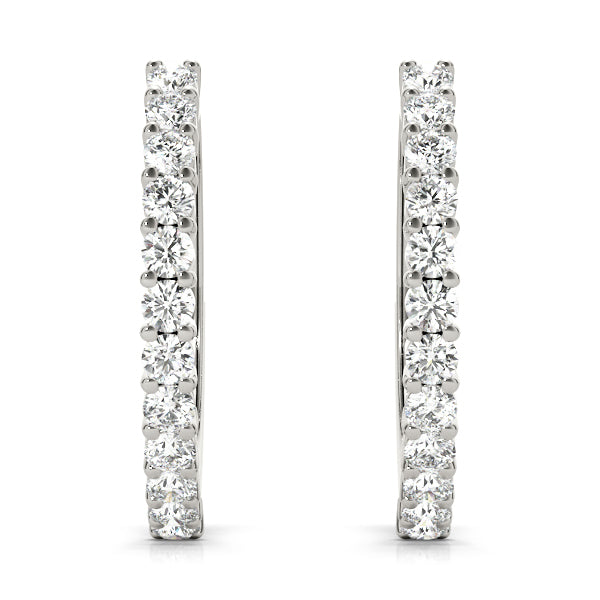 14K White Gold Lab Diamond Hoop Earrings