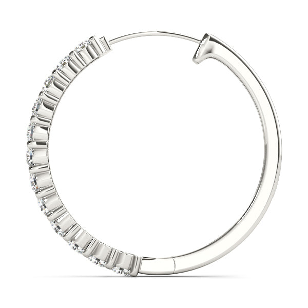 White Platinum Diamond Hoop Earrings - Lab Grown