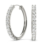 White Platinum Diamond Hoop Earrings - Lab Grown