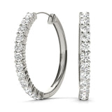 White Platinum Diamond Hoop Earrings - Lab Grown