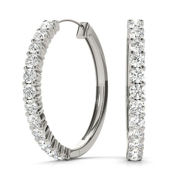 White Platinum Diamond Hoop Earrings - Lab Grown