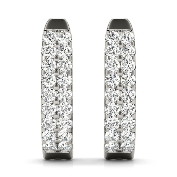 White Gold Lab Diamond J-Hoop Earrings