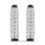 14K White Gold Diamond J-Hoop Earrings