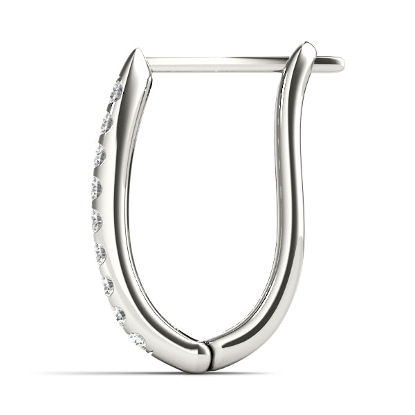 14K White Gold Diamond J-Hoop Earrings