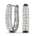 Platinum Diamond J-Hoop Earrings | Lab Grown