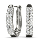 Platinum Diamond J-Hoop Earrings | Lab Grown