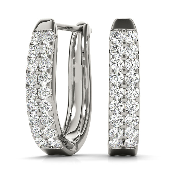 Platinum Diamond J-Hoop Earrings | Lab Grown