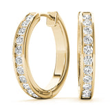 18K Yellow Gold Diamond Hoop Earrings