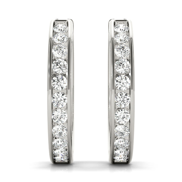 14K White Gold Lab Diamond Hoop Earrings