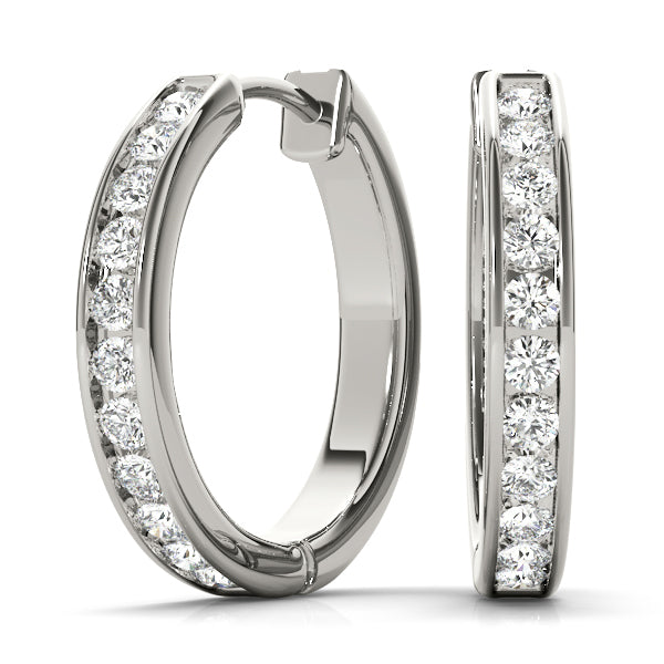14K White Gold Lab Diamond Hoop Earrings
