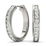 Platinum Diamond Hoop Earrings - Lab Created