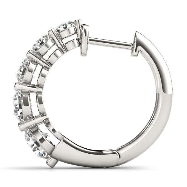 18K White Gold Round Diamond Journey Earrings