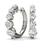 18K White Gold Round Diamond Journey Earrings