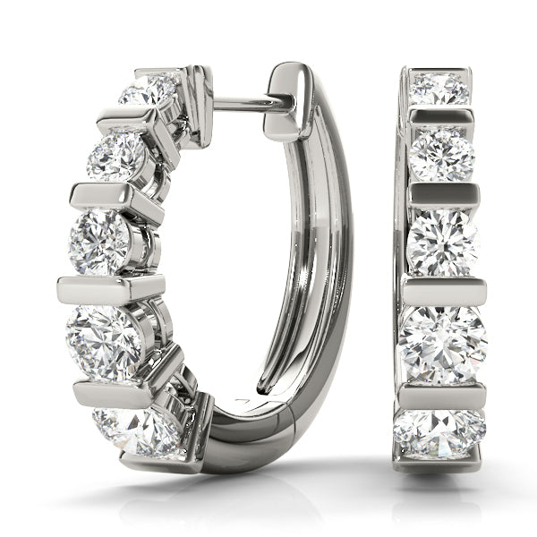 14K Gold Round Lab Diamond Hoop Earrings