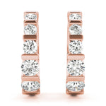18K Rose Gold Diamond Hoop Earrings