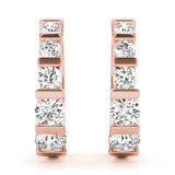 18K Rose Gold Diamond Hoop Earrings