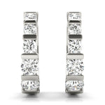 14K White Gold Diamond Hoop Earrings
