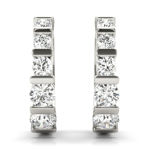 14K White Gold Diamond Hoop Earrings