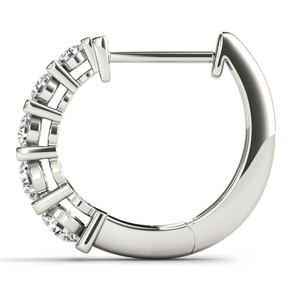 White Platinum Round Diamond Hoop Earrings