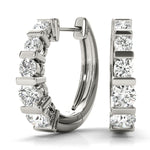 18K White Gold Diamond Hoop Earrings