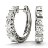 14K White Gold Diamond Hoop Earrings