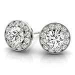 White Gold Lab Diamond Halo Earring Pair