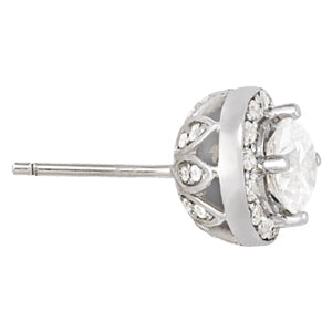 White Gold Lab Diamond Halo Earring Pair