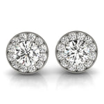 White Platinum Round Diamond Halo Earring Pair
