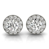White Platinum Round Diamond Halo Earring Pair