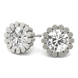 14K Diamond Round Stud Earrings