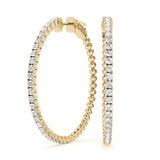 14K Yellow Gold Lab Diamond Inside Out Hoop Earrings
