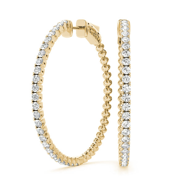 14K Yellow Gold Lab Diamond Inside Out Hoop Earrings