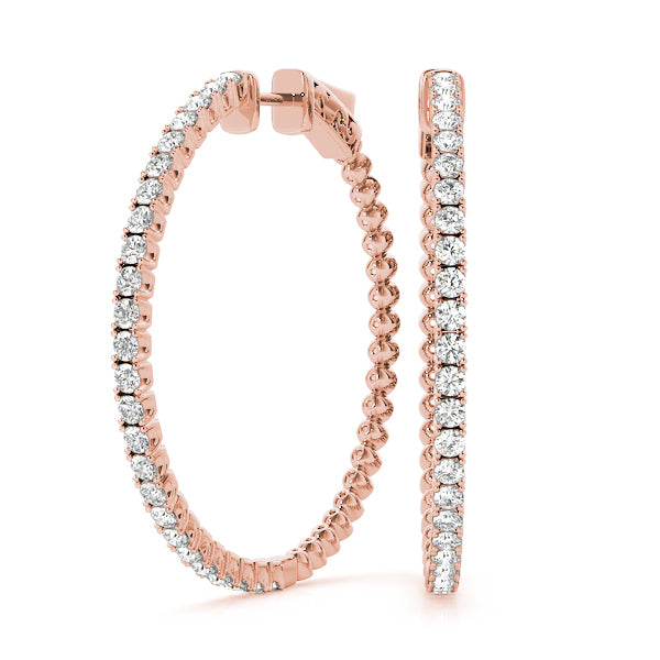 Rose Gold Lab Diamond Inside Out Hoop Earrings