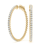 18K Yellow Gold Diamond Inside Out Hoop Earrings