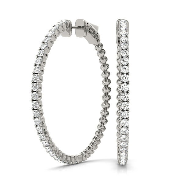 14K Gold Lab Diamond Inside Out Hoop Earrings