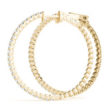 18K Yellow Gold Diamond Inside Out Hoop Earrings