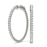 White Gold Lab Diamond Inside Out Hoop Earrings